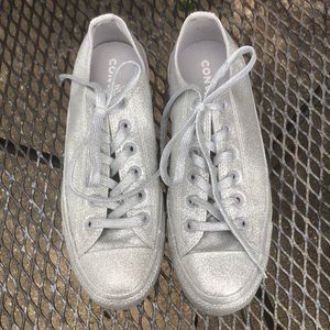 Converse All Star Silver Glitter Low Top Sneakers